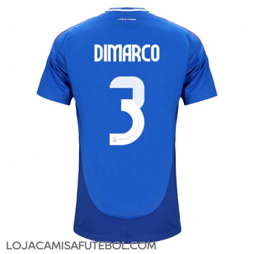 Camisa de Futebol Itália Federico Dimarco #3 Equipamento Principal Europeu 2024 Manga Curta